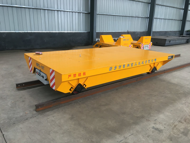 Heavy Duty Rail Powered Kuljetus Cart Flat Trolley